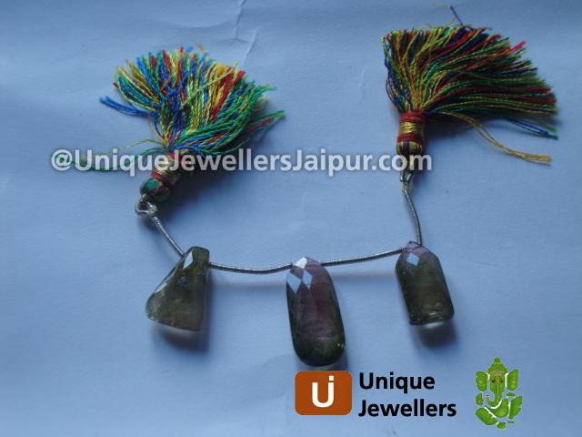 Bi Colour Tourmaline Faceted Trapezium Beads